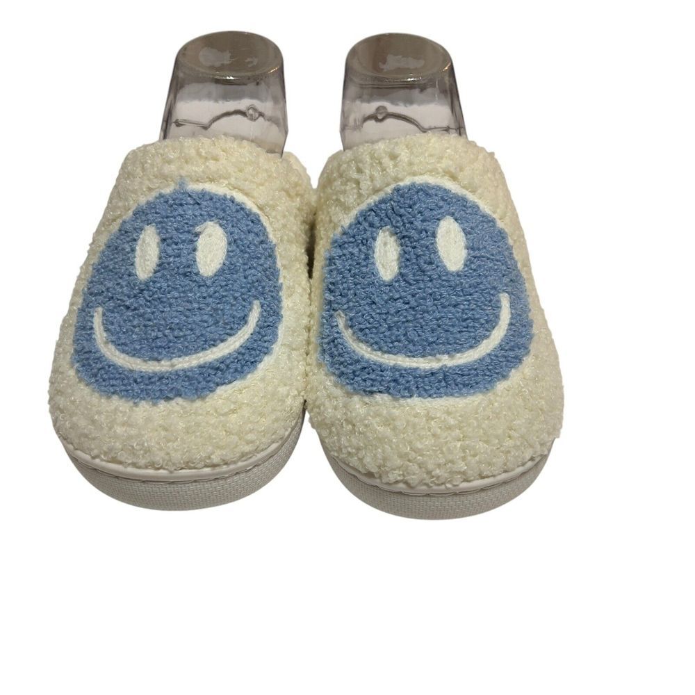 Cushioned Plush‎ Blue/White Teddy House Slippers US Size 8 EU 38-39 Comfort New
